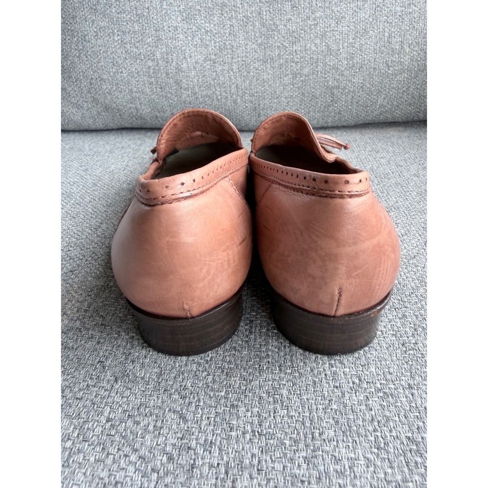 Sesto Meucci Leather Loafers Women 5.5 Tan Good Tassel Made in Italy Brogue - Picture 5 of 8